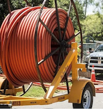 Fibre optic cable hauling equipment